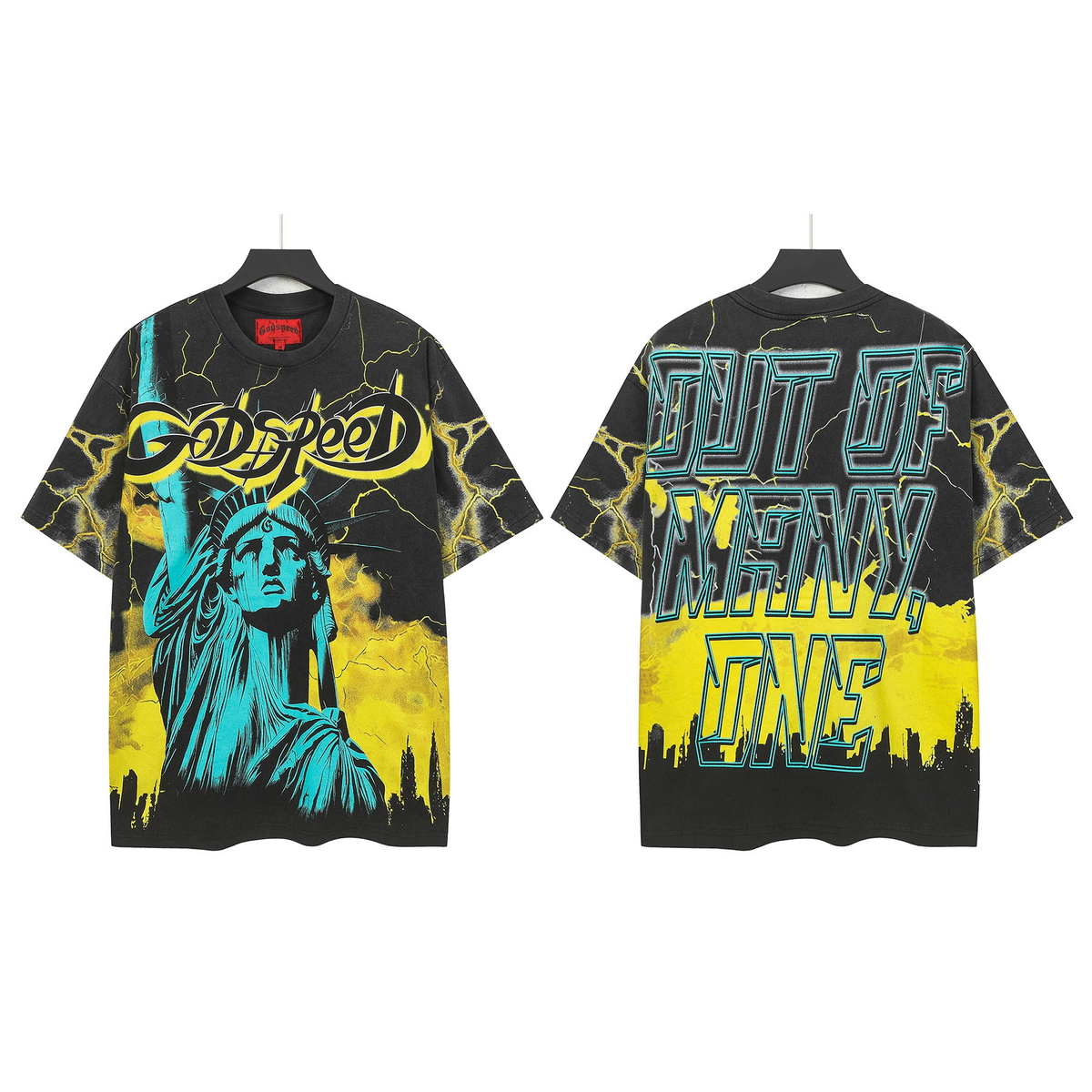 NIKALAUS Fashion God Style Hip-Hop West Coast Graffiti Unisex Loose High-Definition Print Cotton T-Shirt