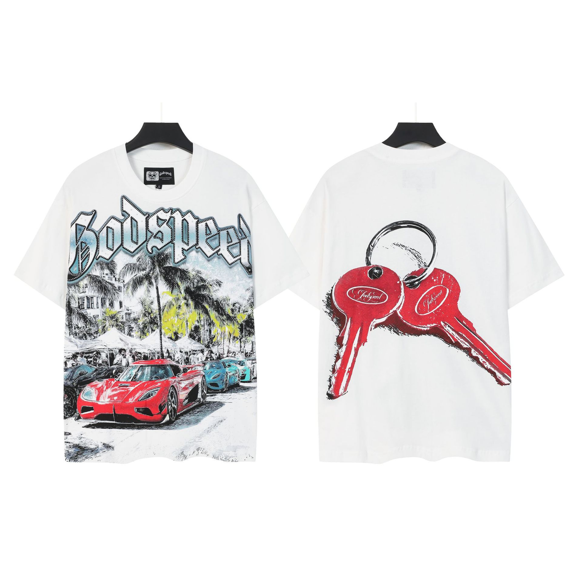 NIKALAUS Fashion God Style Hip-Hop West Coast Graffiti Unisex Loose High-Definition Print Cotton T-Shirt