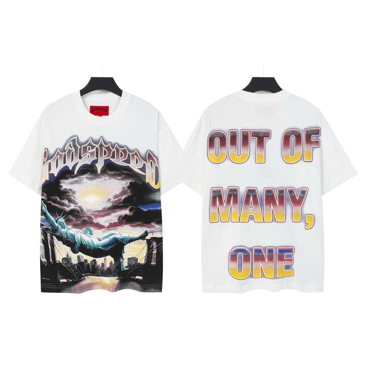 NIKALAUS Fashion God Style Hip-Hop West Coast Graffiti Unisex Loose High-Definition Print Cotton T-Shirt