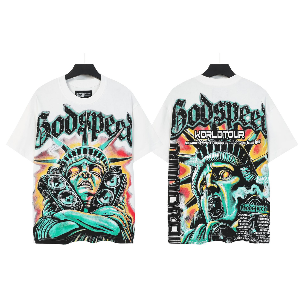 NIKALAUS Fashion God Style Hip-Hop West Coast Graffiti Unisex Loose High-Definition Print Cotton T-Shirt