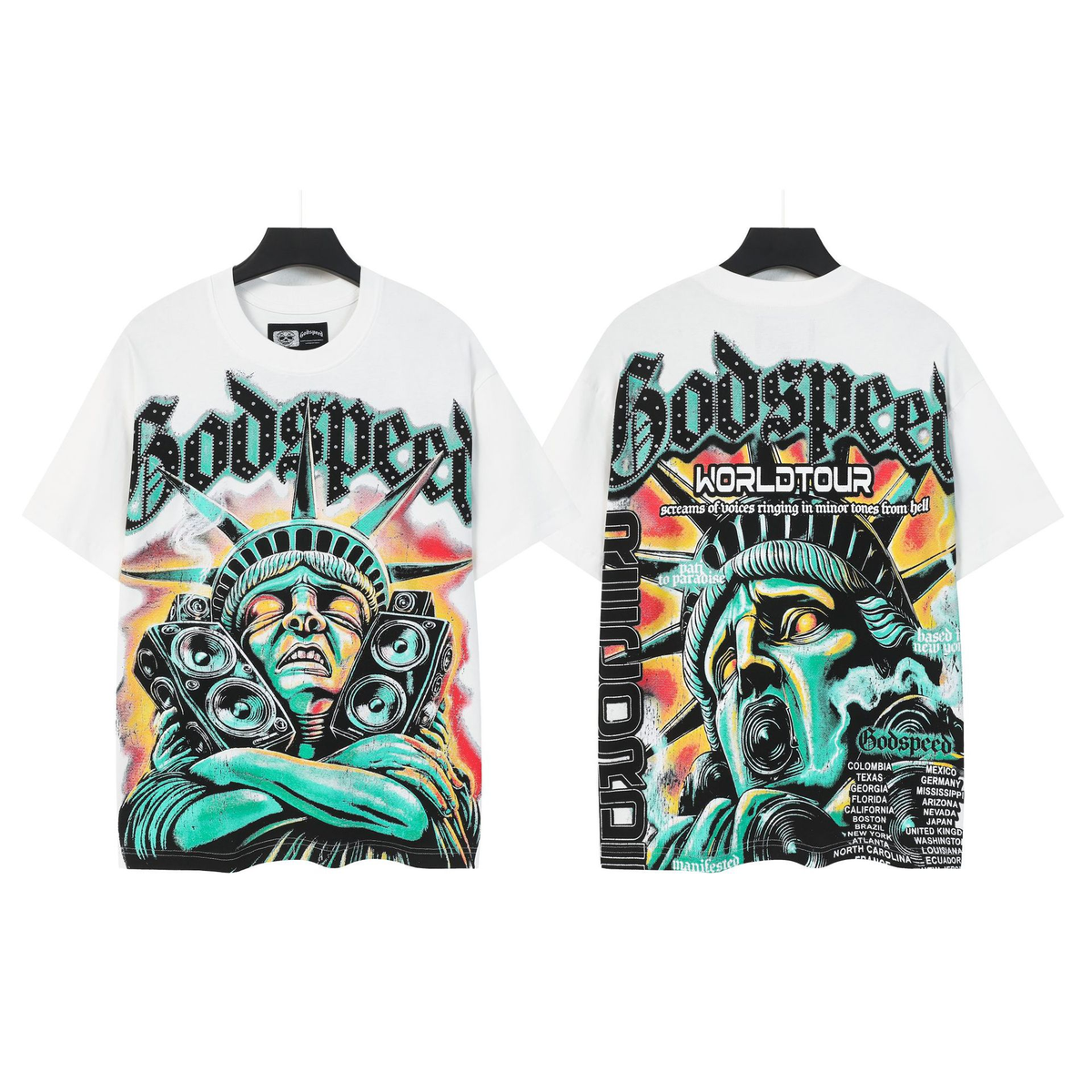 NIKALAUS Fashion God Style Hip-Hop West Coast Graffiti Unisex Loose High-Definition Print Cotton T-Shirt