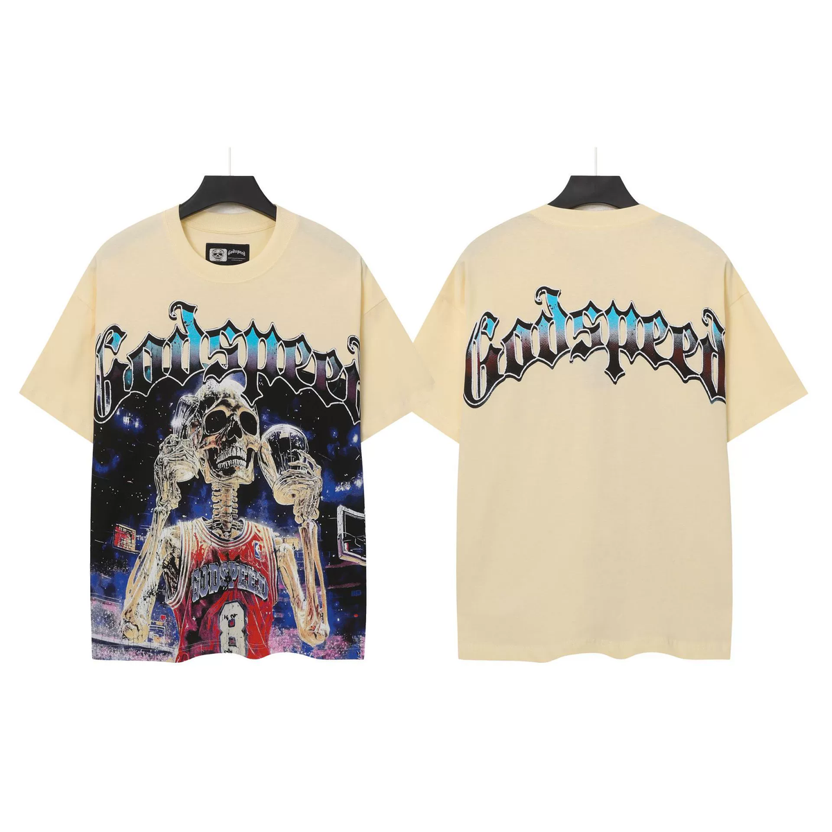 NIKALAUS Fashion God Style Hip-Hop West Coast Graffiti Unisex Loose High-Definition Print Cotton T-Shirt
